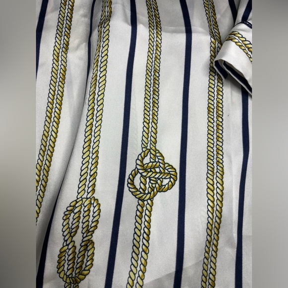 Zara rope printed long sleeve blouse White and Gold Striped - Picture 6 of 7